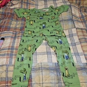 Playful Green Minecraft Pajama Set
